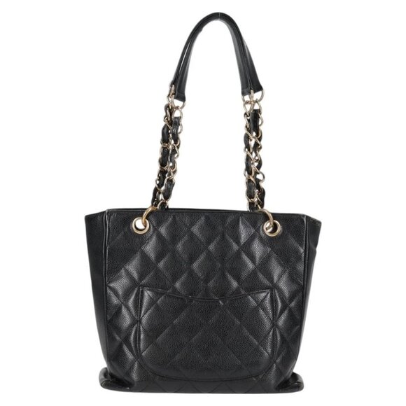 CHANEL Matelasse COCO Mark Chain Tote Bag Caviar Skin Black - Picture 2 of 16